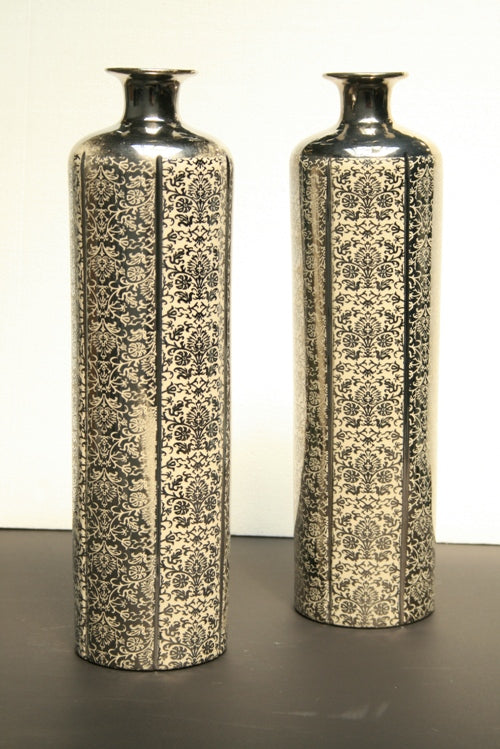 Silver Floral Patterned Vase 7