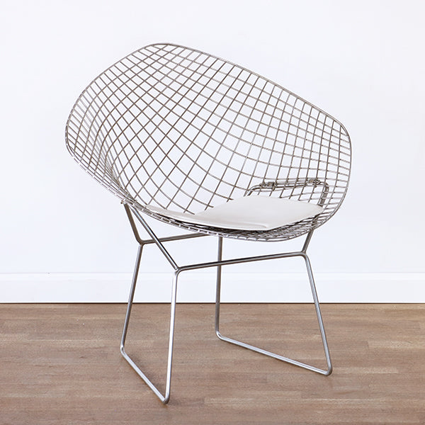 Bertoia Style Chrome Diamond Arm Chair