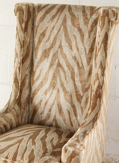 Tawny Zebra Velvet Arm Chair