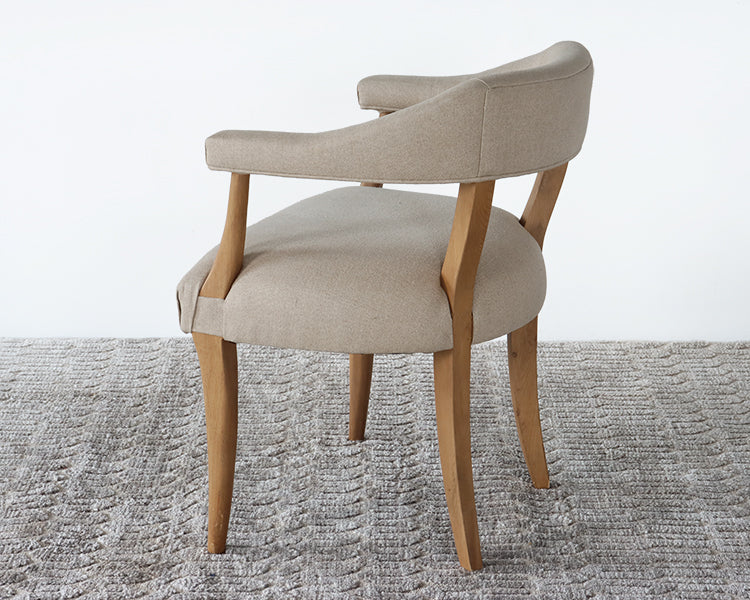 Natural Linen Arm Chair with Oak Frame