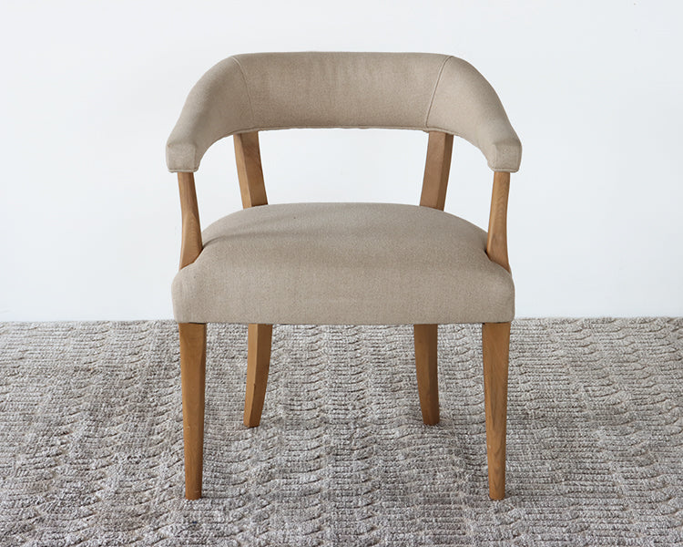 Natural Linen Arm Chair with Oak Frame