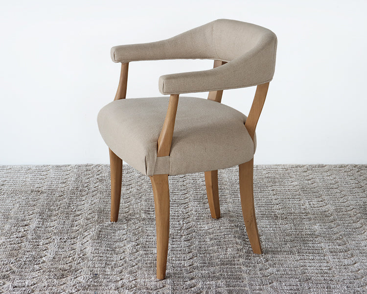 Natural Linen Arm Chair with Oak Frame