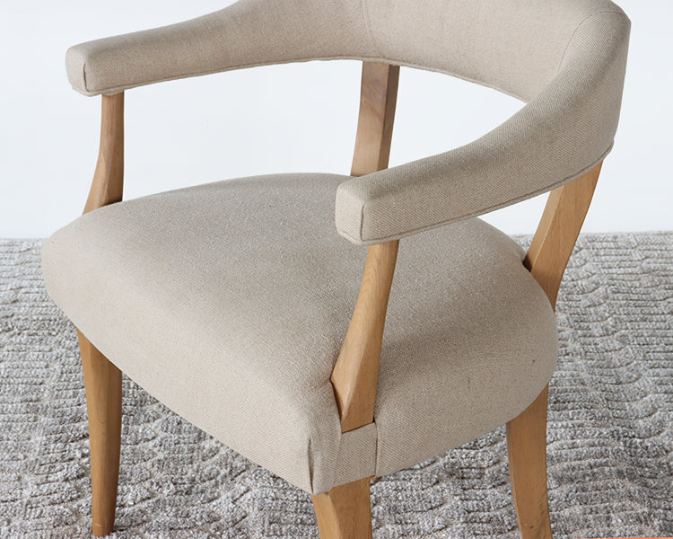Natural Linen Arm Chair with Oak Frame