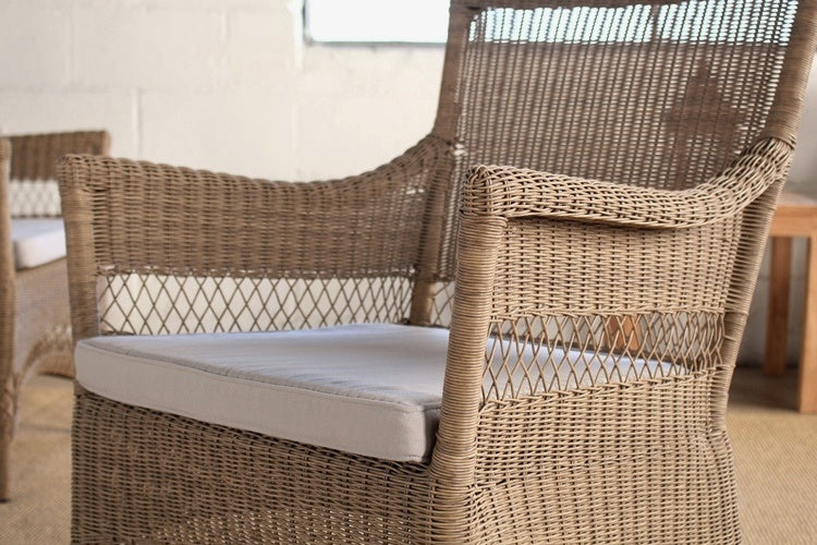 AC148 Square Back Wicker Patio Chair in Grey