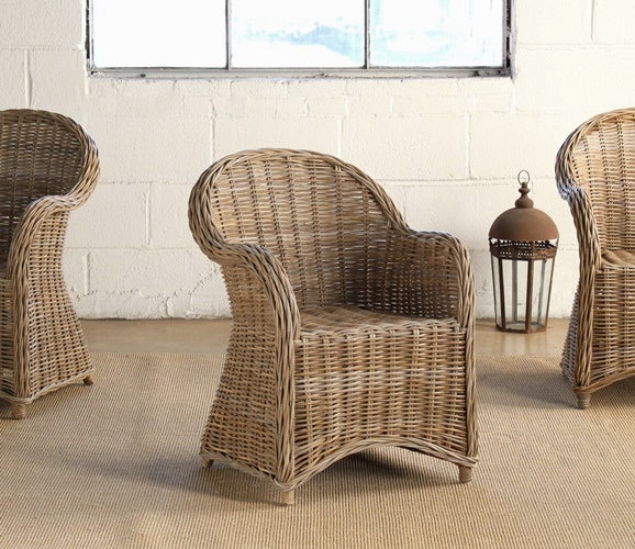 AC149 Round Back Wicker Arm Chair in Grey