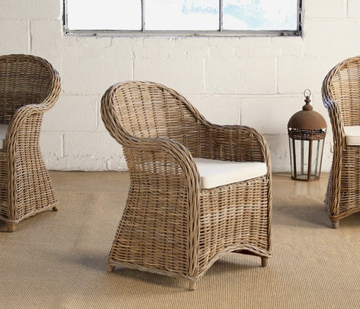 AC149 Round Back Wicker Arm Chair in Grey