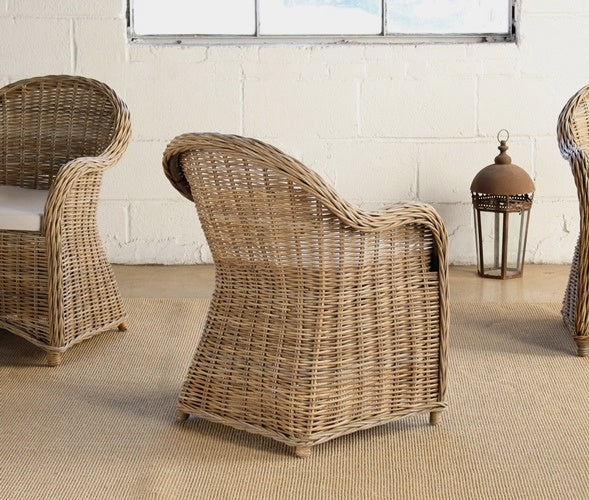 AC149 Round Back Wicker Arm Chair in Grey