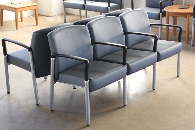 AC156 Gray Upholstered 3-Seater Waiting Room Chair 