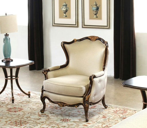AC175 Ornate French Style Tufted-Back  Arm Chair with Gold Gilt Frame 
