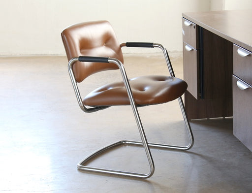 AC178 Brown Leather Waiting Room Chair