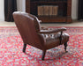 AC185 Tufted Leather Arm Chair with Turned Legs