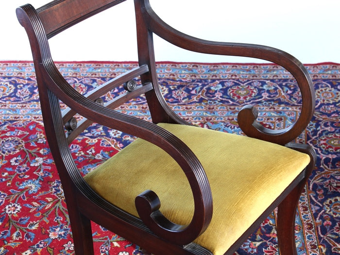 AC190 Regency Style Mahogany Dining Room Chair with Arms, Circa 1960