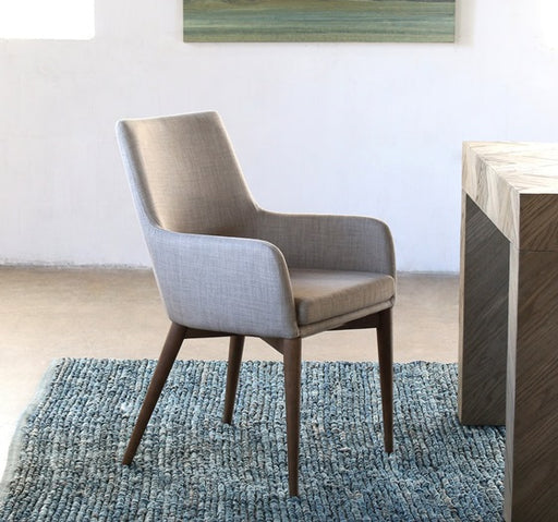 AC196 Walnut Arm Chair with Tan Upholstery 