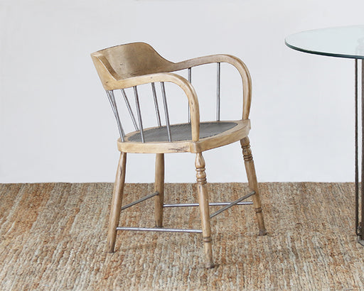 AC198 Wood Spindle Back Chair with Iron Spindles and Metal Seat