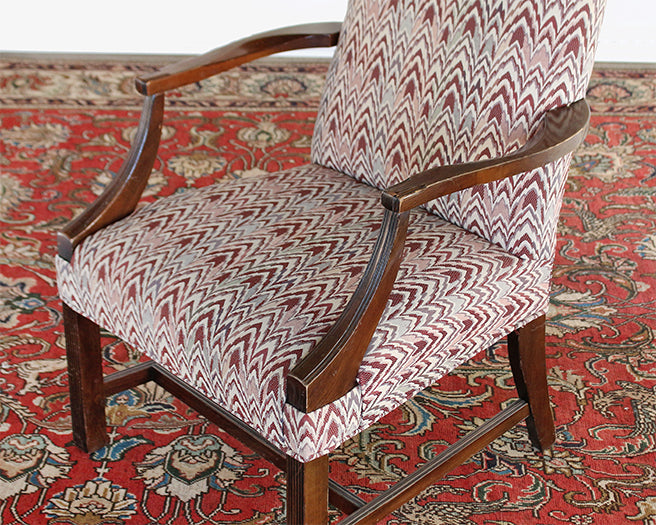 AC205 - Brick Red Flame Stitch Armchair, Circa 1970