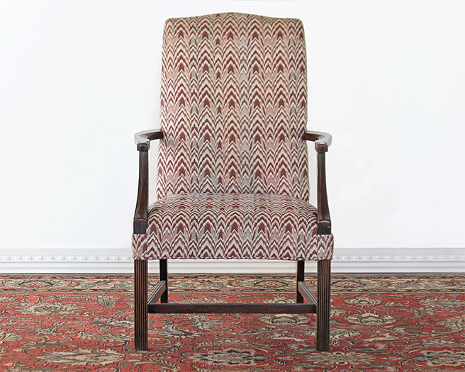 AC205 - Brick Red Flame Stitch Armchair, Circa 1970