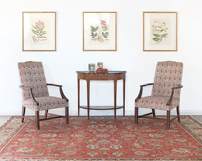 AC205 - Brick Red Flame Stitch Armchair, Circa 1970