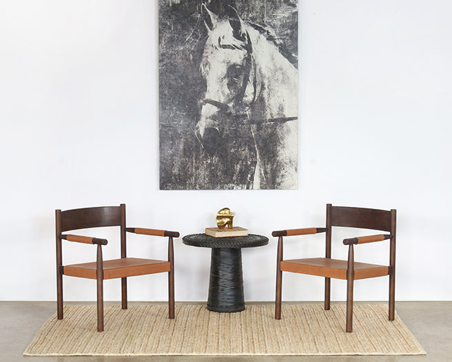 AC225 - Stained Ash Arm Chair WChestnut Leather Seat