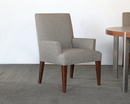 AC232 - Grey Tweed Armchair with Walnut Legs