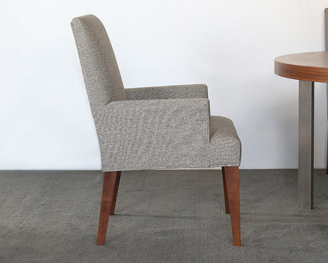 AC232 - Grey Tweed Armchair with Walnut Legs