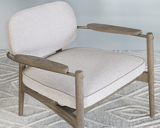 Taupe Arm Chair With Oak Frame