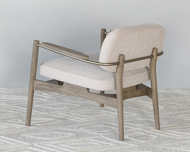 Taupe Arm Chair With Oak Frame