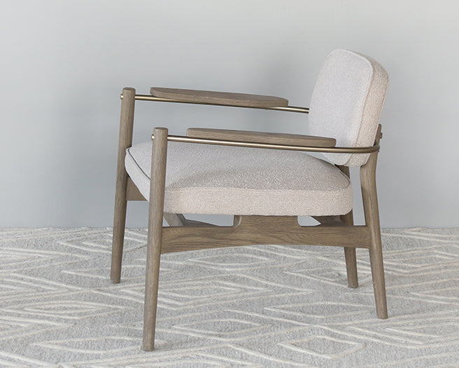 Taupe Arm Chair With Oak Frame
