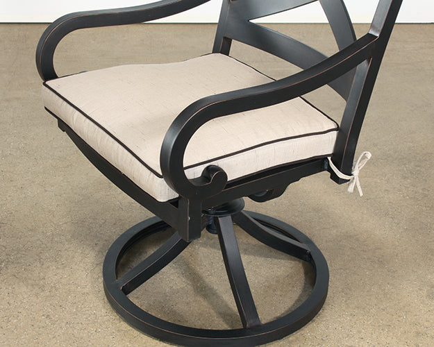 Black Metal Patio Arm Chair With Swivel Base