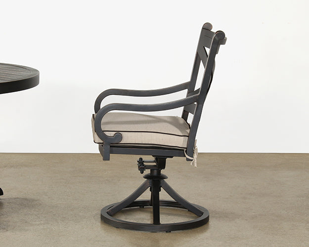 Black Metal Patio Arm Chair With Swivel Base