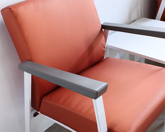 Orange Single Waiting Room Chair With White Frame