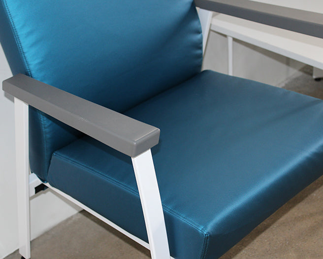 Blue Single Waiting Room Chair With White Frame