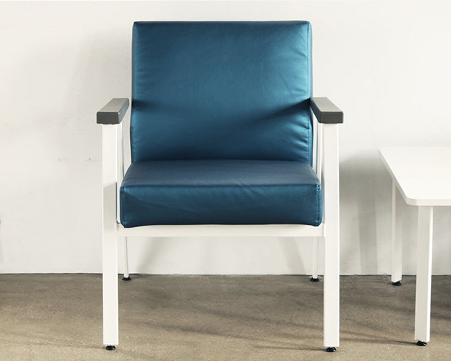 Blue Single Waiting Room Chair With White Frame