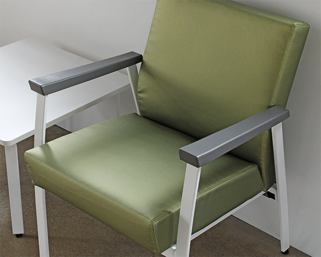 Green Single Waiting Room Chair With White Frame