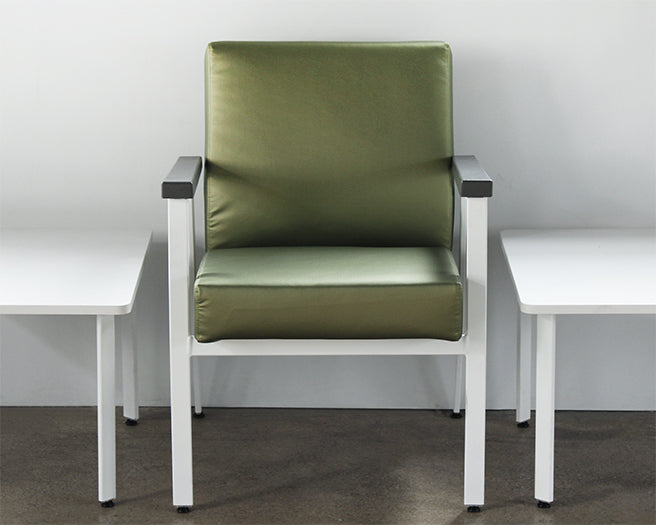 Green Single Waiting Room Chair With White Frame