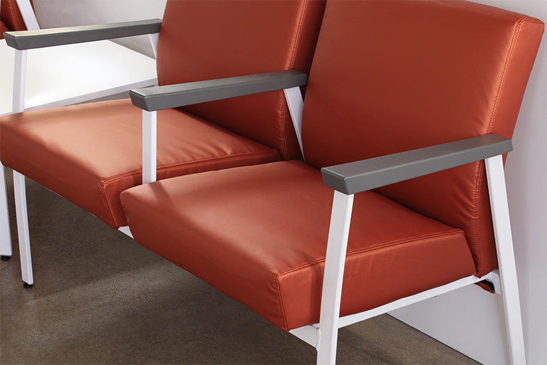 Orange Double Waiting Room Chair W/ White Frame