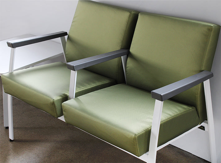 Green Double Waiting Room Chair W/ White Frame