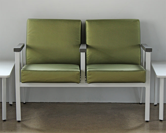 Green Double Waiting Room Chair W/ White Frame