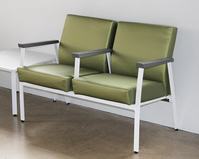 Green Double Waiting Room Chair W/ White Frame