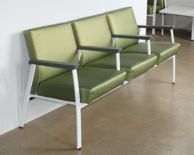 Green Triple Waiting Room Chair W/ White Frame