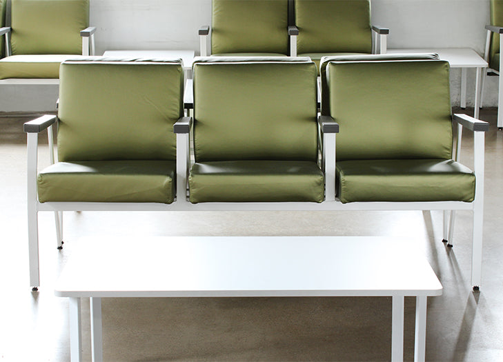 Green Triple Waiting Room Chair W/ White Frame