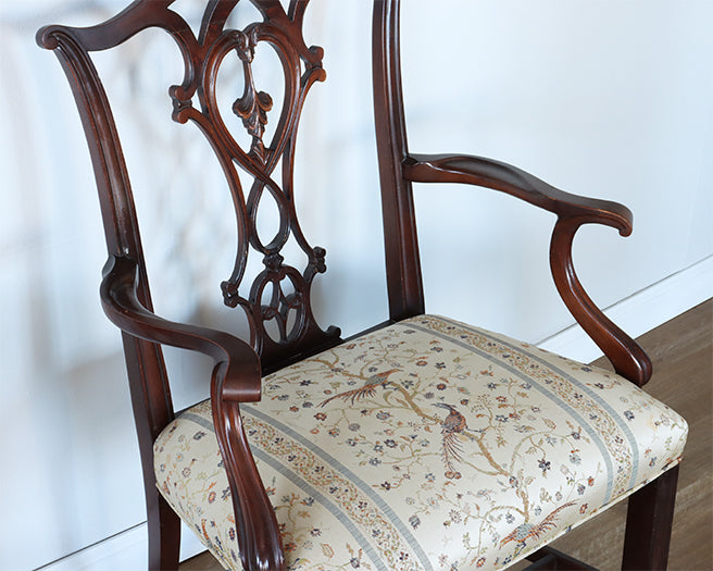 Chippendale Arm Chair With Brocade Seat
