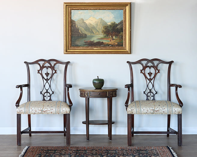 Chippendale Arm Chair With Brocade Seat