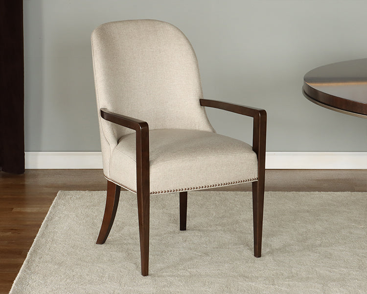 Neutral Brushed Fabric Arm Chair w/ Tapered Legs