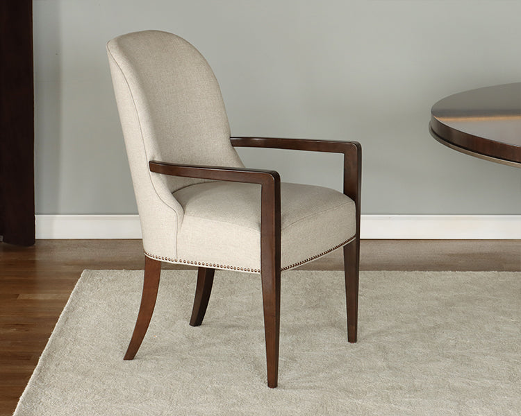 Neutral Brushed Fabric Arm Chair w/ Tapered Legs