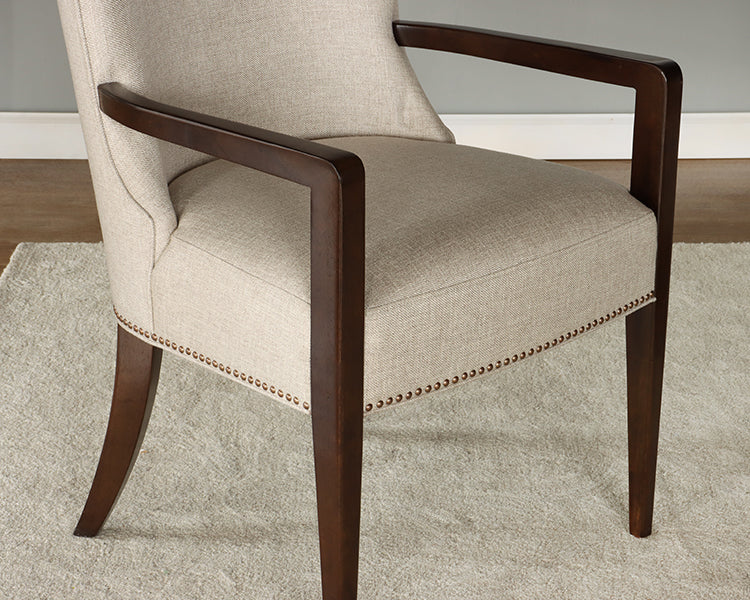 Neutral Brushed Fabric Arm Chair w/ Tapered Legs