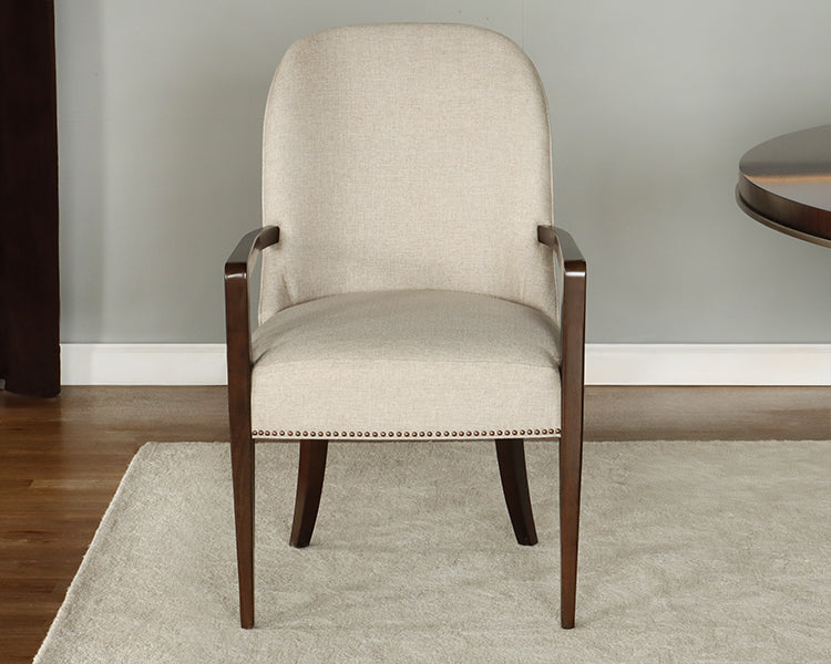 Neutral Brushed Fabric Arm Chair w/ Tapered Legs