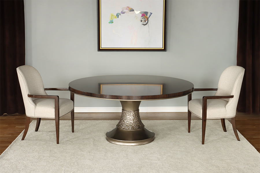 Neutral Brushed Fabric Arm Chair w/ Tapered Legs