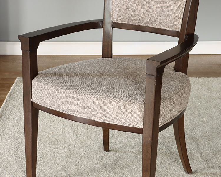 Neutral Tweed Arm Chair w/ Dark Eucalyptus Frame