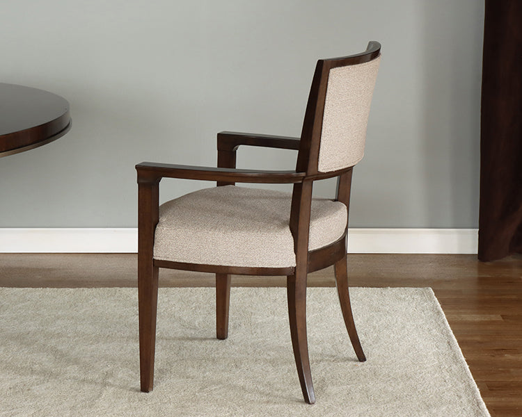 Neutral Tweed Arm Chair w/ Dark Eucalyptus Frame