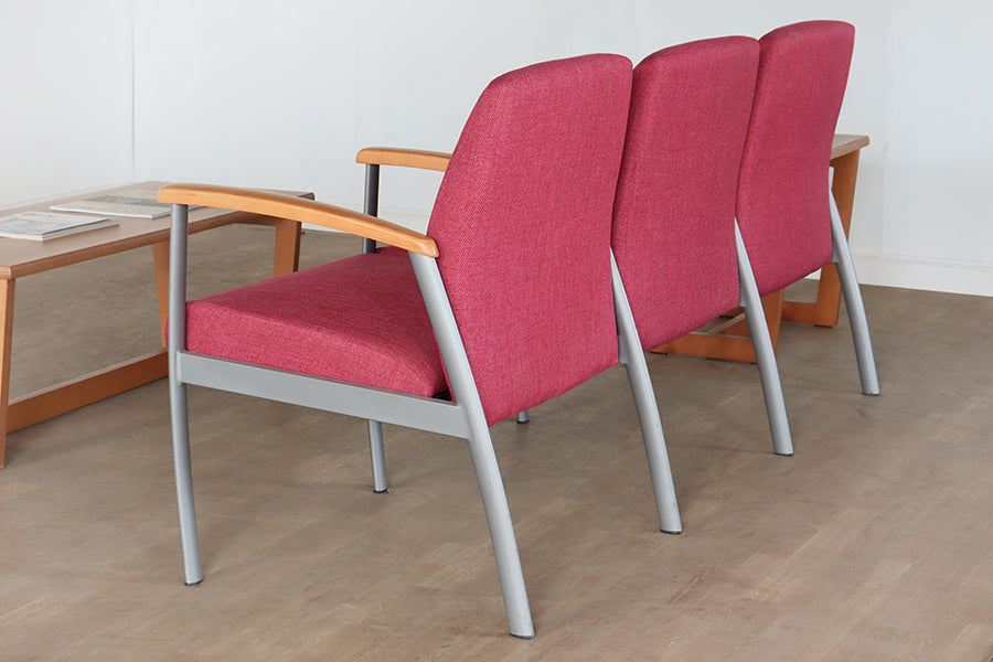 Pink Triple Vintage Waiting Room Chair